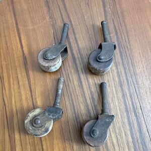 Set of 4 Vintage Wooden Casters for Antique Furniture Replacement collectable